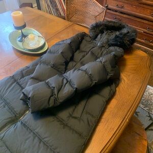 Lands' End Black Long Puffer Coat